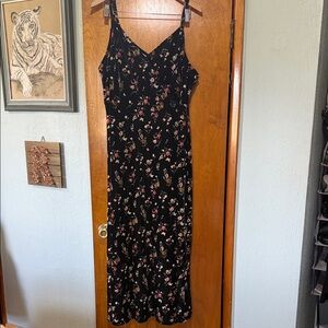 wild fable Black Velvet Floral Maxi Slip Dress